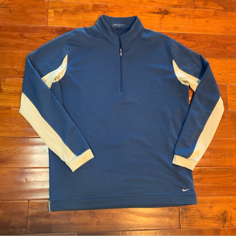 Nike Golf Dri-Fit Men’s Blue 1/4 Zip Textured Long Sleeve Pullover Size XL
